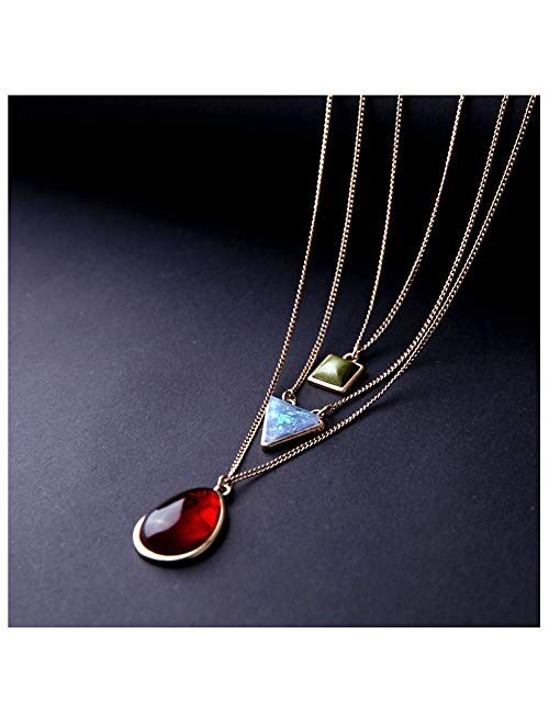 Exquisite Sequins Multilayer Pendant Necklace Multi-layer Bar Pendant Necklace Long Choker Necklace for Women Lady Girl