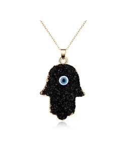 COLORFUL BLING Classic Turkish Evil Eye Necklace Imitated Druzy Pendant Gold Plated Faith Protection Lucky Jewelry for Women and Girls Party Special Days