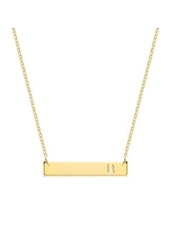 S.J JEWELRY Alphabet 26 A-Z Letter Initial Necklace 14k Gold-Plated Bar Necklace Engraved Name Necklace Personalized Letter Monogram Pendant Necklace for Women Girls