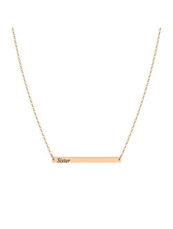 S.J JEWELRY Alphabet 26 A-Z Letter Initial Necklace 14k Gold-Plated Bar Necklace Engraved Name Necklace Personalized Letter Monogram Pendant Necklace for Women Girls