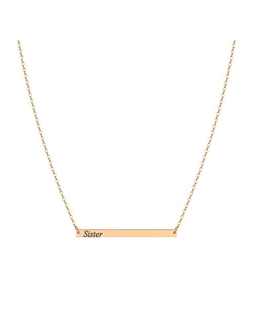 S.J JEWELRY Alphabet 26 A-Z Letter Initial Necklace 14k Gold-Plated Bar Necklace Engraved Name Necklace Personalized Letter Monogram Pendant Necklace for Women Girls