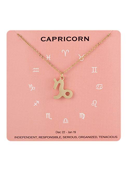 Augonfever Zodiac Necklace Constellation Horoscope Jewelry Birthday for Women Girls