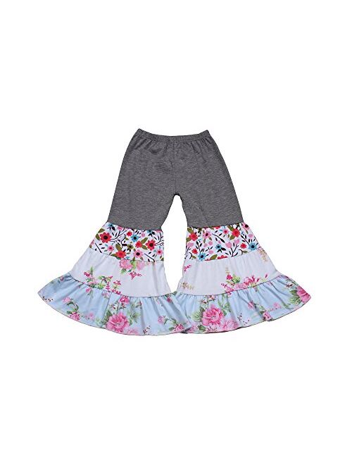 Yawoo Haan Children Girls Ruffle Dress Pants Set 2pcs Boutique Outfits Clothing