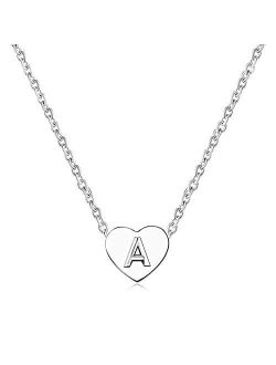MiniJewelry Women Girls Silver Tiny Love Heart Initial Letter Necklace Alphabet A-Z Personalized Name Pendant Choker Necklaces