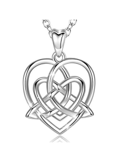 INFUSEU Sterling Silver Celtic Knot Pendant Necklace for Women Irish Cross Tree of Life Trinity Eternity Love Jewelry