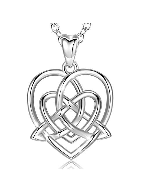 INFUSEU Sterling Silver Celtic Knot Pendant Necklace for Women Irish Cross Tree of Life Trinity Eternity Love Jewelry