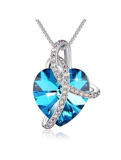 PLATO H Wrapped Heart Necklace Crystals from Swarovski for Women Girl Pendant with Elegant Box Dainty Anniversary Jewelry