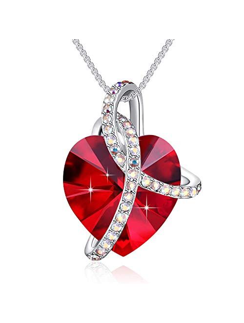 PLATO H Wrapped Heart Necklace Crystals from Swarovski for Women Girl Pendant with Elegant Box Dainty Anniversary Jewelry