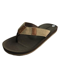 URBANFIND Men's Flip Flops Canvas Thong Sandals Flat Slide On TPR Non Slip Slippers