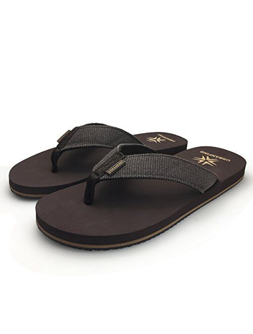 URBANFIND Men's Flip Flops Canvas Thong Sandals Flat Slide On TPR Non Slip Slippers