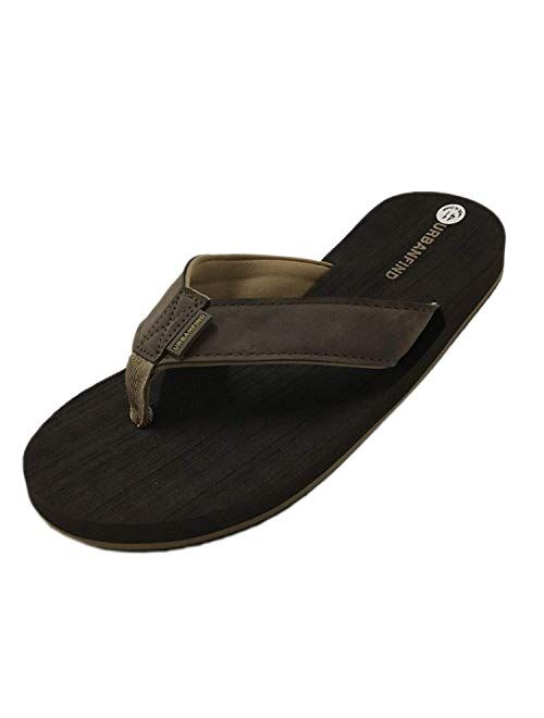 URBANFIND Men's Flip Flops Canvas Thong Sandals Flat Slide On TPR Non Slip Slippers