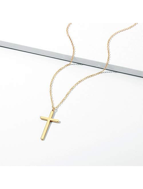 M MOOHAM Cross Necklace for Women, Dainty Gold Plated Cross Pendant Necklace Sideways Cross Choker Layered Cross Necklace for Women Girls