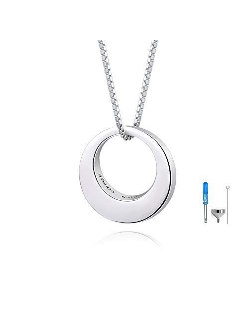 BEILIN Sterling Silver Circle of Life Eternity Memorial Urn Necklace Always with me Cremation Jewelry Pendant Necklaces for Ashes