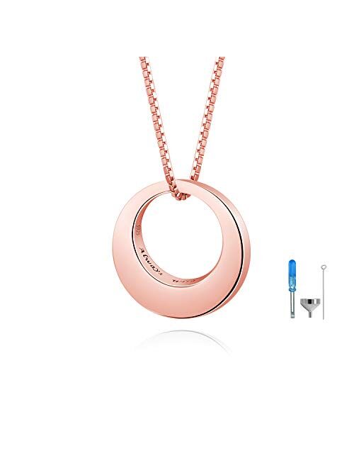 BEILIN Sterling Silver Circle of Life Eternity Memorial Urn Necklace Always with me Cremation Jewelry Pendant Necklaces for Ashes