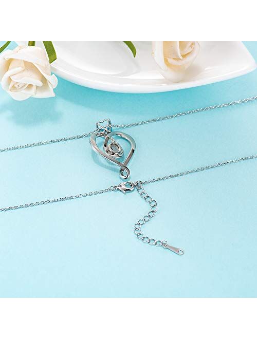 Tarsus Heart Together Pendant Necklace Jwelry Gifts for Women Girls, Chain 16+2 inch