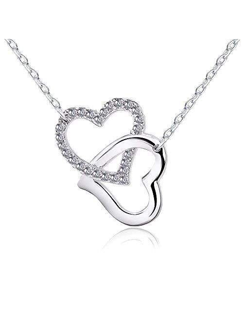 Tarsus Heart Together Pendant Necklace Jwelry Gifts for Women Girls, Chain 16+2 inch