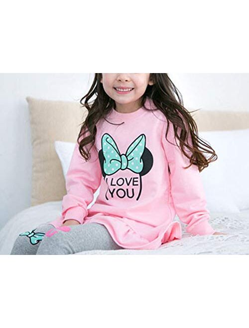 Cute Little Toddler Girls Clothes Set Long Sleeve T-Shirt and Pants Kids 2pcs Outfits