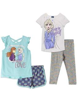 Frozen Kids 4 Piece Mix N' Match T-Shirt Shorts & Leggings Set