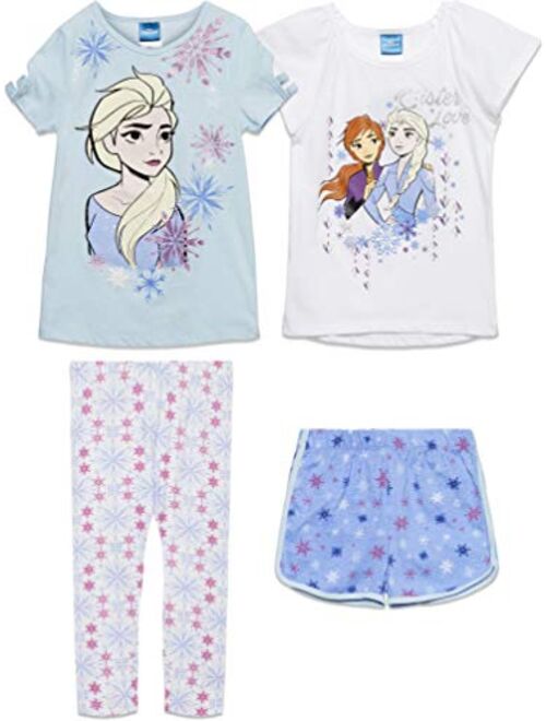 Disney Frozen Kids 4 Piece Mix N' Match T-Shirt Shorts & Leggings Set