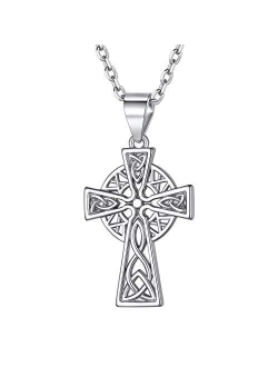 ChicSilver 925 Sterling Silver Good Luck Irish Celtic Knot Necklaces Vintage Triangle/Cross/Round Pendant Necklaces Gift for Women (with Gift Box)