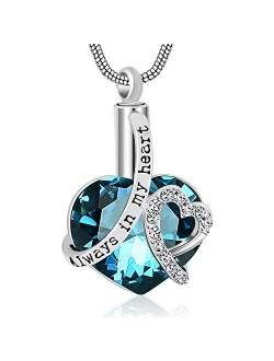 Eternally Loved Women Girls Always In My Heart Memorial Urns Cremation Pendant Necklace Jewelry