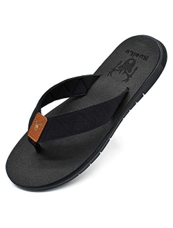 KUAILU Mens Flip Flops Comfort Thong Sandals Non Slip Rubber Sole Outdoor Lightweight Summer Beach