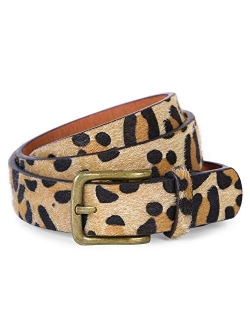 Womens Leopard Belt SANSTHS Ladies Leopard Print Leather Waist Belt for Jeans Pants