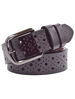 Hollow Leather Belts for Women, Vonsely Soft Leather Womens Belts with Pin Buckle