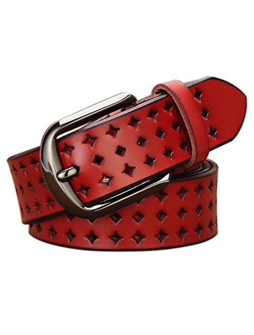 Hollow Leather Belts for Women, Vonsely Soft Leather Womens Belts with Pin Buckle