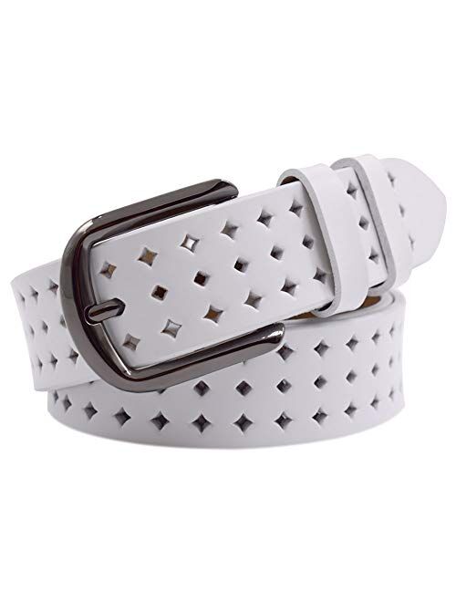 Hollow Leather Belts for Women, Vonsely Soft Leather Womens Belts with Pin Buckle