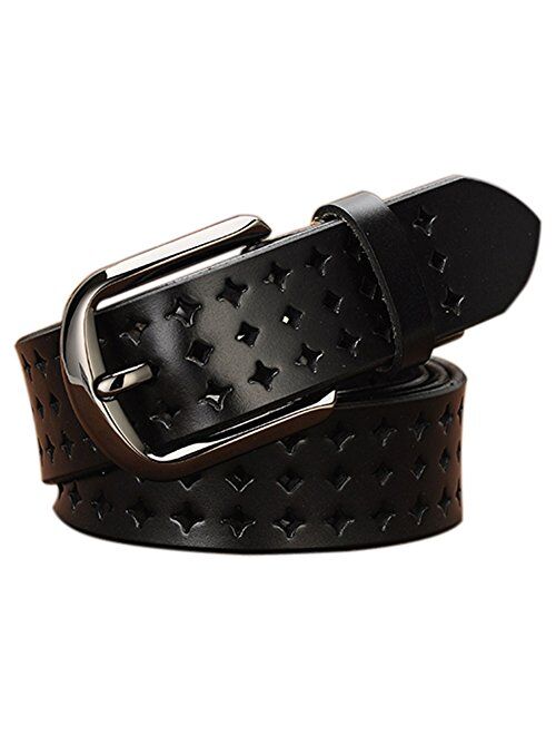 Hollow Leather Belts for Women, Vonsely Soft Leather Womens Belts with Pin Buckle