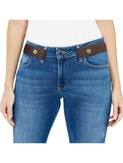 Women/Men Buckle Free Elastic Belt for Jeans, Ladies Invisible Belt Fits Waist 24-48 inches