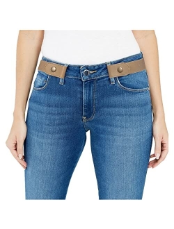 Women/Men Buckle Free Elastic Belt for Jeans, Ladies Invisible Belt Fits Waist 24-48 inches