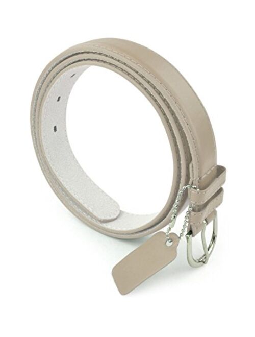 Womens Chic Dress Belt Bonded Leather Polished Buckle