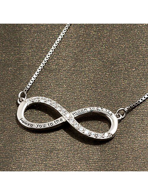 CharmSStory Mothers Day Mother Daughter Forever Love Infinity Sterling Silver Heart Necklace Pendant for Mom