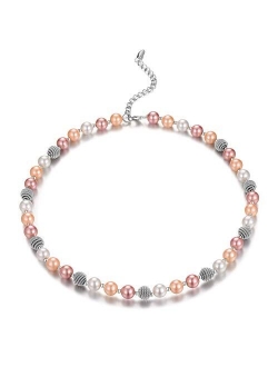 BULINLIN Beaded Strand Pearl Choker Necklace - Fashion Jewelry Birthday Gifts for Women