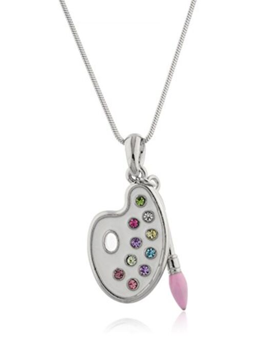 JOTW Artist Paint Palette & Paint Brush Pendant with a 16 Inch Snake Necklace