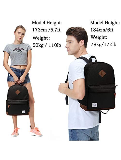 Backpack for Men Women,VASCHY Classic Water-resistant Lightweight Travel School Backpack Casual Daypack