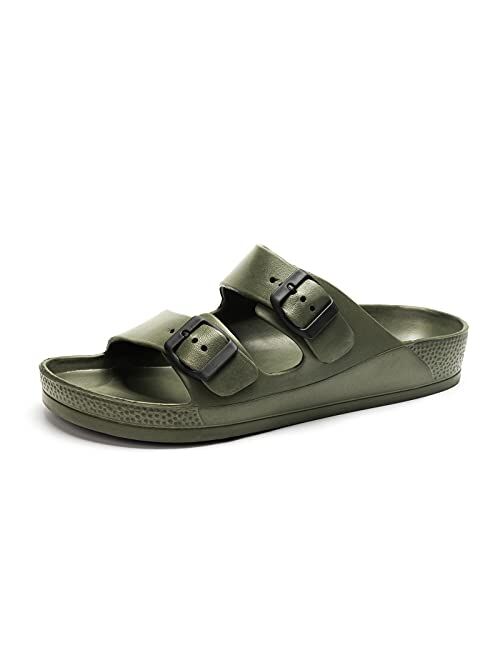 LUFFYMOMO Adjustable Slip on Eva Double Buckle Slides for Mens