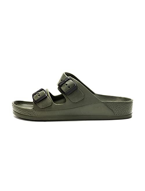 LUFFYMOMO Adjustable Slip on Eva Double Buckle Slides for Mens