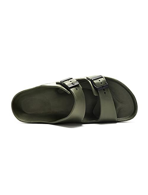 LUFFYMOMO Adjustable Slip on Eva Double Buckle Slides for Mens