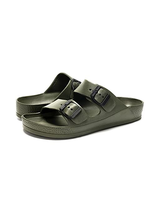 LUFFYMOMO Adjustable Slip on Eva Double Buckle Slides for Mens