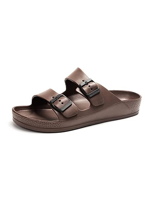 LUFFYMOMO Adjustable Slip on Eva Double Buckle Slides for Mens