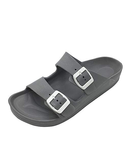 LUFFYMOMO Adjustable Slip on Eva Double Buckle Slides for Mens