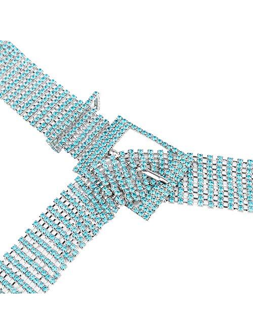 Women Crystal Rhinestone Chain Waist Belt Party Club Sparkle Waistband