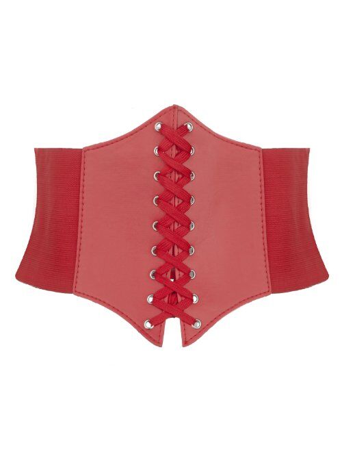 TOPTIE Elastic Lace-up Waist Belt Cinch Tied Belts Stretch Corset 7 Inch Width