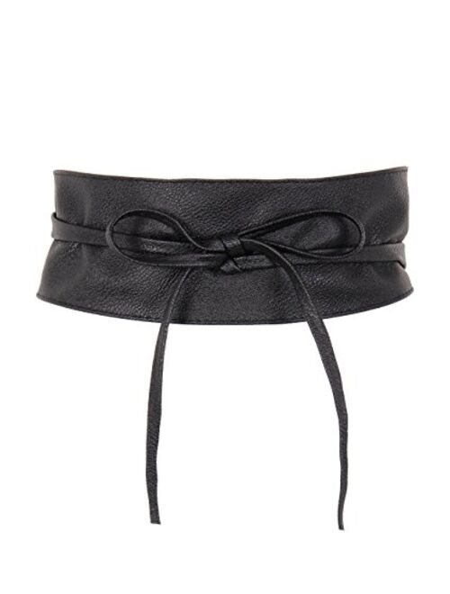 Faux PU Leather Obi Belt Women Tie Round Waist Cinch