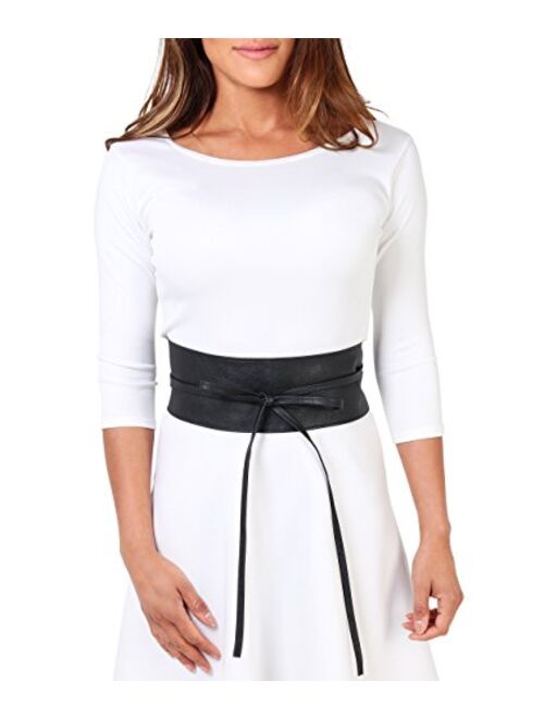 Faux PU Leather Obi Belt Women Tie Round Waist Cinch