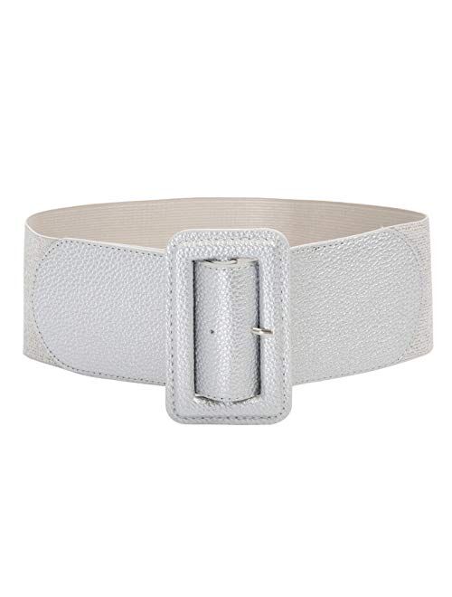 Hanna Nikole Womens Wide Buckle Stretchy Belt Vintage Elastic Dress Belts S-XXXXL