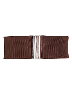 Wide Stretchy Vintage Waist Belt with Metal Buckle Muticolored CL409